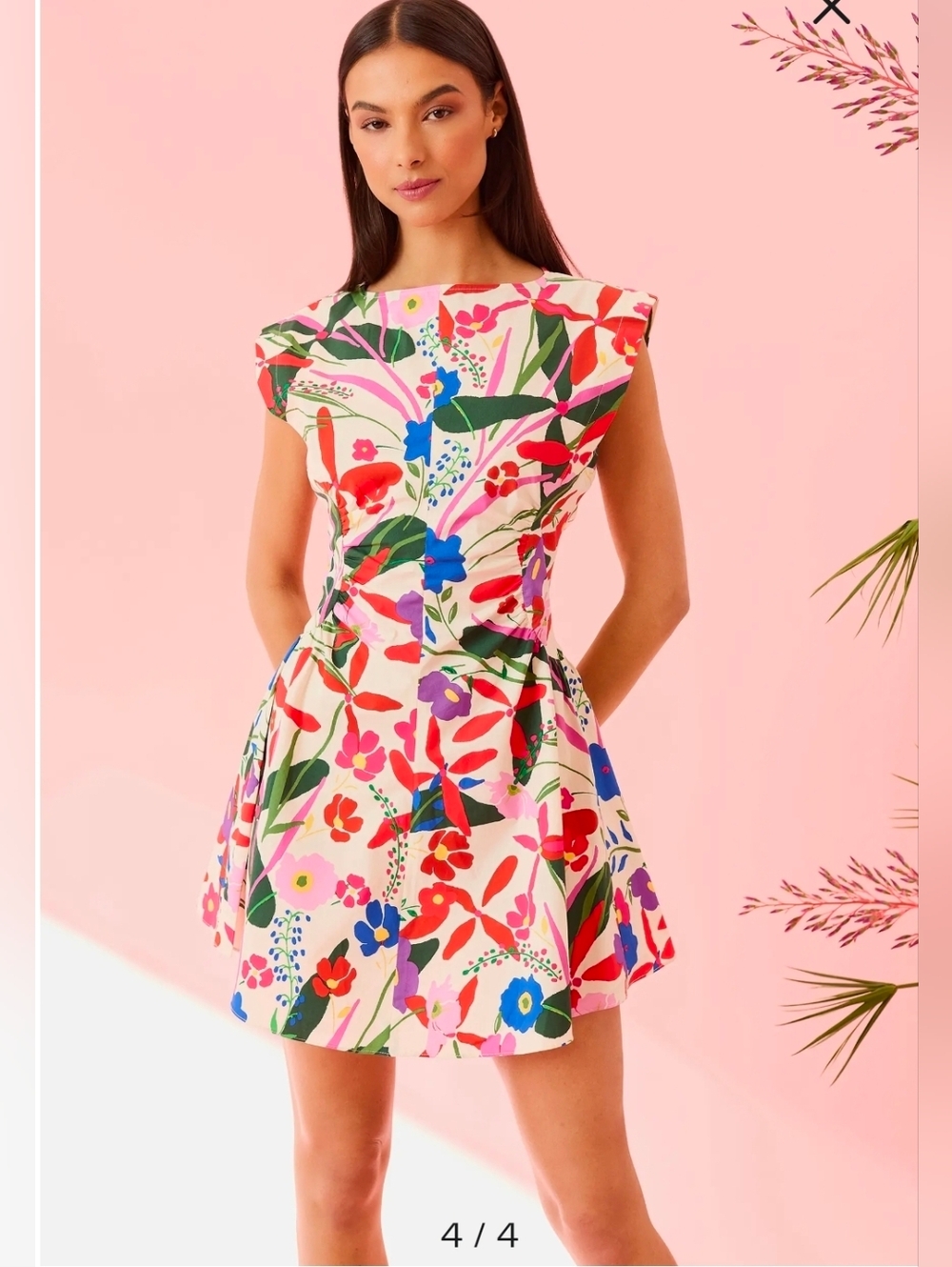 Donna Morgan Dress Floral Fit & Flare KIMORA IN GRACEFUL FLOWERS MINI Cotton - Picture 12 of 12